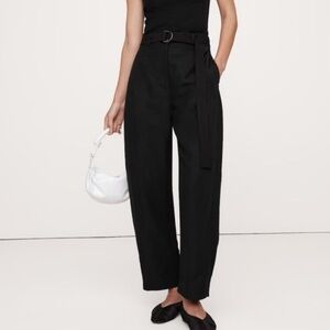 NWT! Banana Republic Black High-Rise Barrel Tencel-Linen Pant - Multiple Sizes 🤎